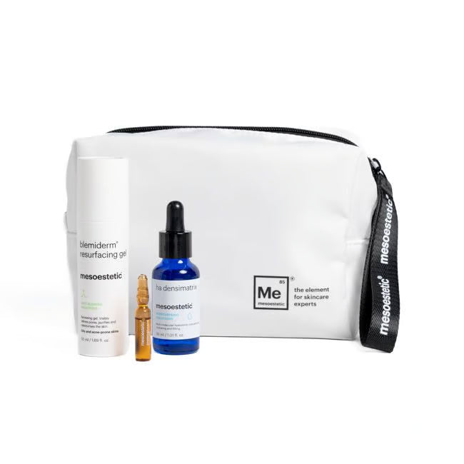 Imagen del kit con packaging completo y beauty case.